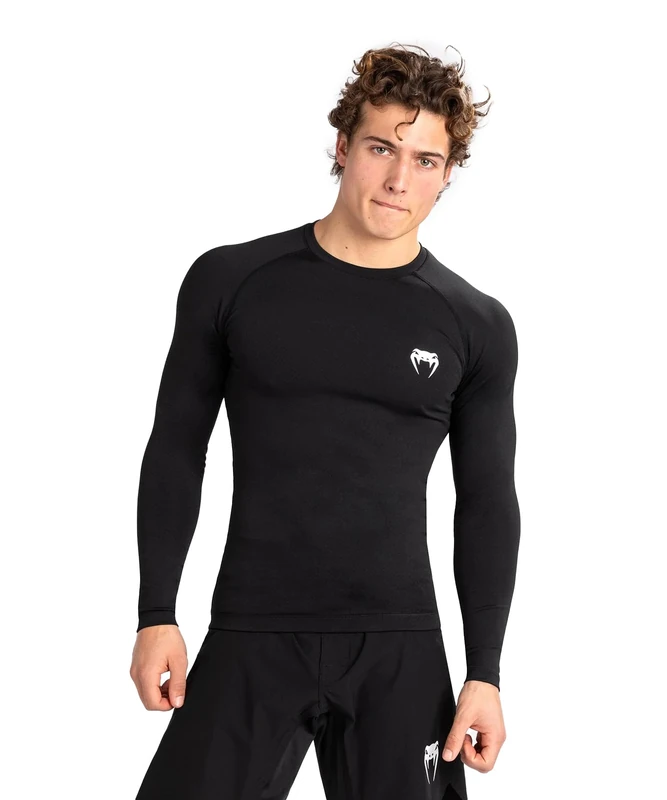 Venum, Contender Long Sleeve Rashguard, Men's, XL, Black/White