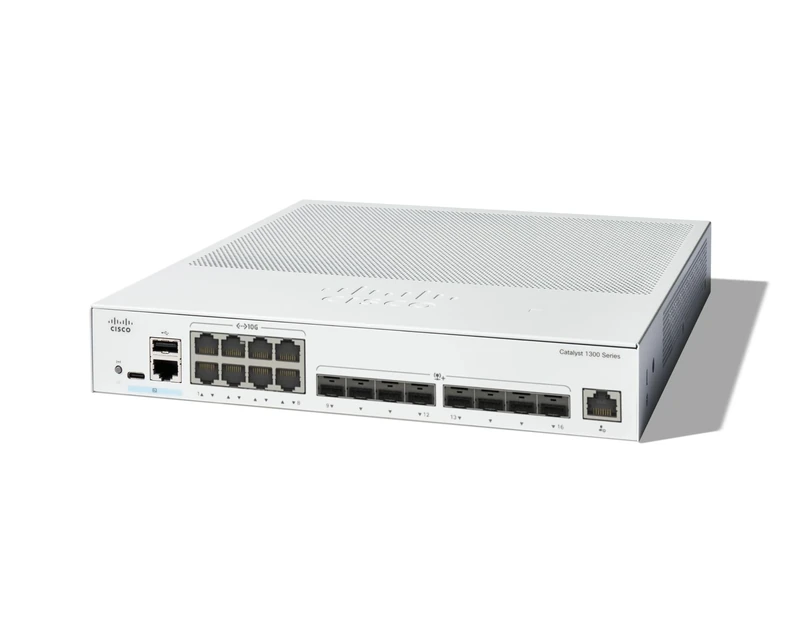 Cisco Catalyst 1300-16XTS Managed Switch, 8 Port 10G Copper, 8x10GE SFP+, Limited Lifetime Protection (C1300-16XTS)