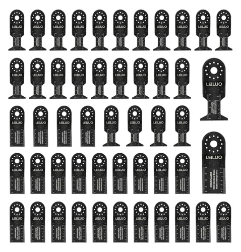 LEILUO 50 Pcs Round Holes Multi Tool Accessory Kits for Wood Plastic Drywall Universal Oscillating Multitool Attachments with Storage Bag Compatible with Makita Einhell Milwaukee and More