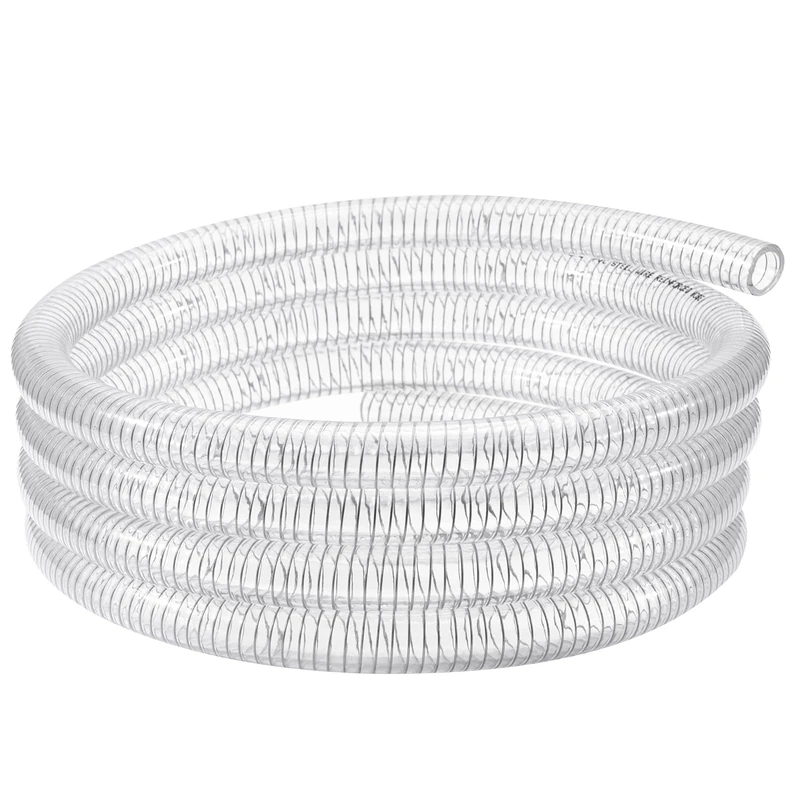 ZY-hosetube Suction Hose 1/2" id 50ft Clear Wire Reinforced Plastic Tubing