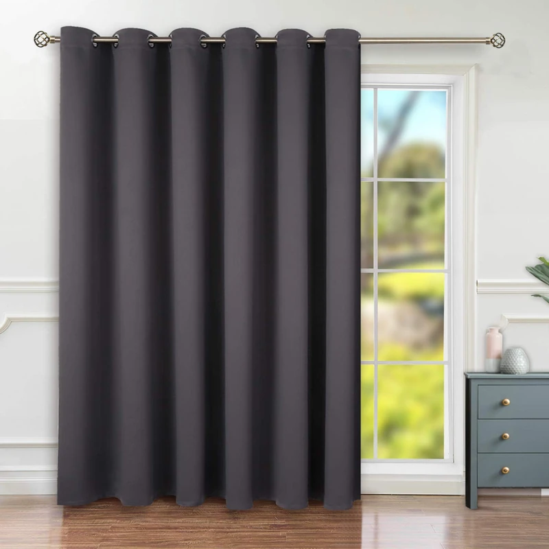 BGment Room Darkening Curtains for Living Room and Bedroom - 84 Inches Long, 120 Inches Wide - Extra Wide Glass Sliding Door Panel, Thick Insulates Protects Privacy - Dark Grey
