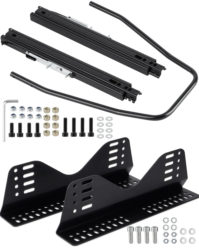 Racewill Universal Racing Seat Bracket with Seat Slider, Side Mounting Bracket Track Assembly Sets Compatible with NRG Sparco and More Aftermarket Seats