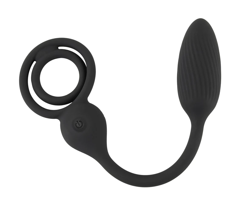 Rebel Men Cock and Ball Ring with RC Butt Plug Black 24.6 cm
