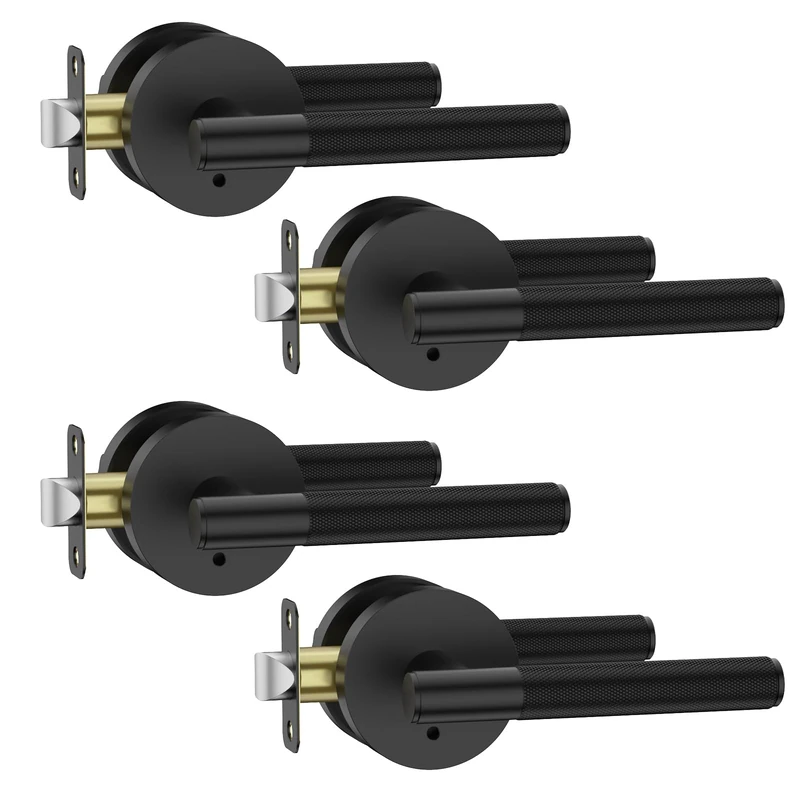 Asidrama 4 Pack Matte Black Privacy Interior Door Handles