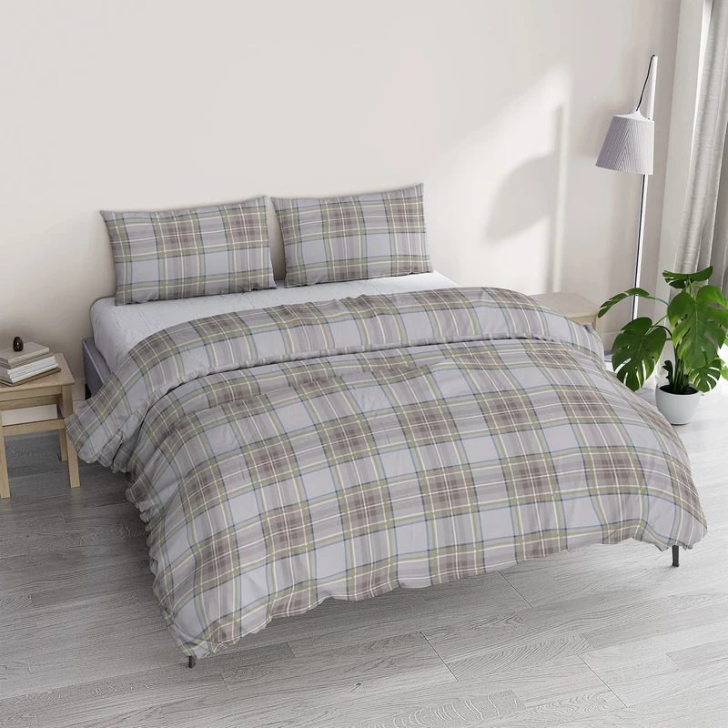 Italian Bed Linen Athena Duvet Cover Set, Made in Italy, Double EDI Green/Blue - Image 1