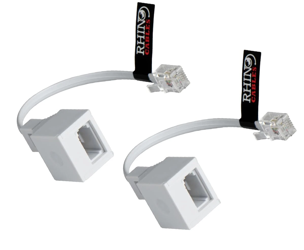 rhinocables RJ11 to BT Socket Adapter - Phone to Ethernet - Universal Compatibility for Phones, Modems, Routers & Printers. Durable Connector for Seamless Calls & Fast Internet (Pack of 2)