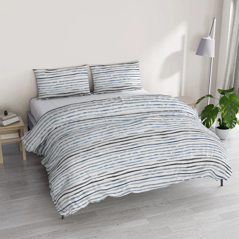 Athena Duvet Cover Set, Made in Italy, Double Sofia Blue