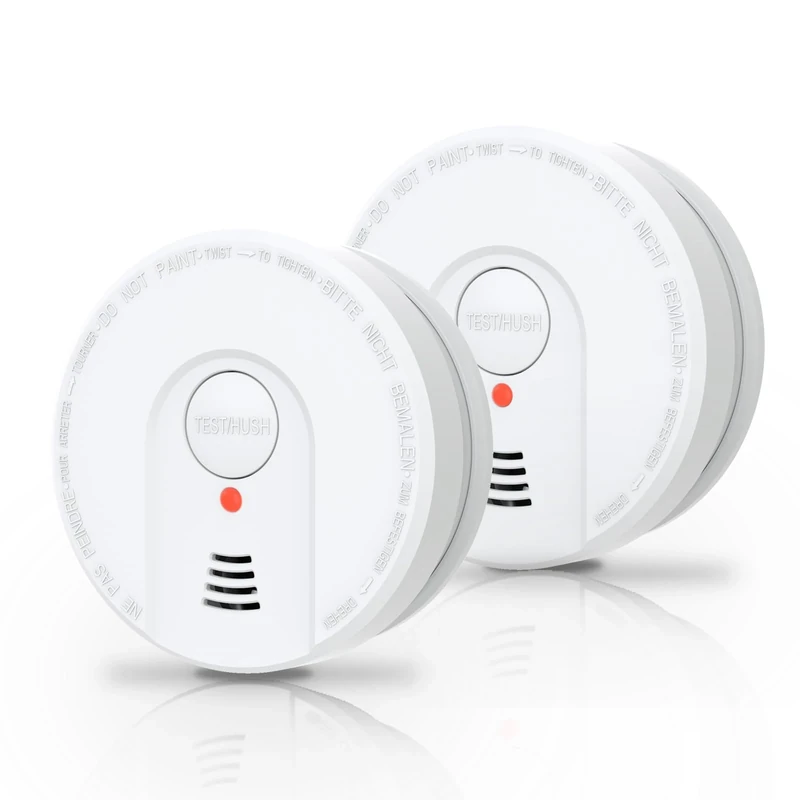 Smoke Alarm, 10 Years Battery, Smoke Alarms for Home, Fire Smoke dectecor with LED Indicator,Big Test/Silence Button Smoke Alarms Conforms to EN14604 UKCA, Loud Alarm (2 Pack Smoke)
