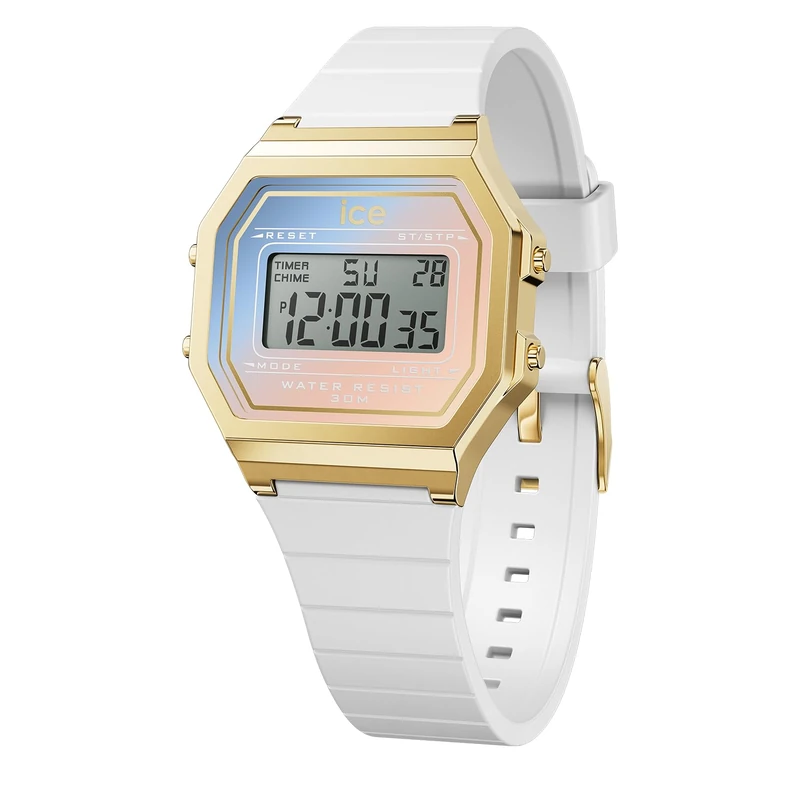 ICE-WATCH - ICE Digit Retro White Majestic - Women's Wristwatch with Plastic Strap - 022718 (Small)