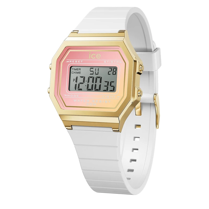 ICE-WATCH - ICE Digit Retro White Dreamscape - Women's Wristwatch with Plastic Strap - 022716 (Small)