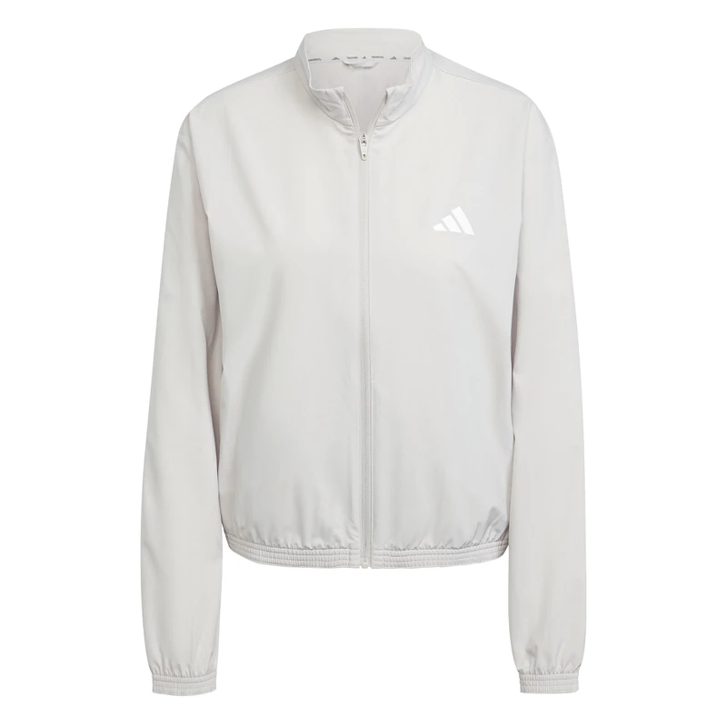 adidas Women's Train Essentials 3-Stripes Woven Warm Up Jacket, wonder alumina/white, L
