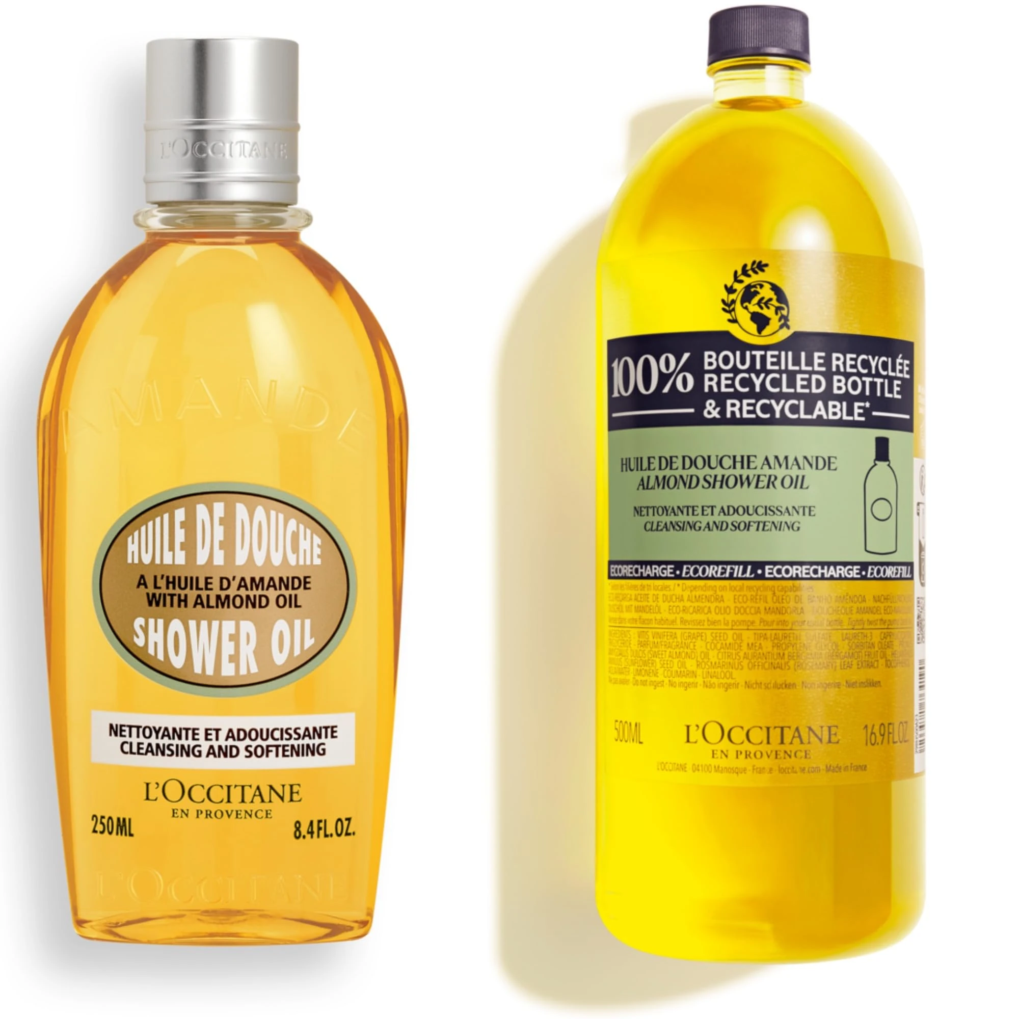 L'OCCITANE Almond Shower Oil Refill Duo | Sweet Scented & Nourishing | Vegan & 99% Readily Biodegradable | Premium & Clean Beauty Sustainable Body Wash Refill Duo for All Skin Types