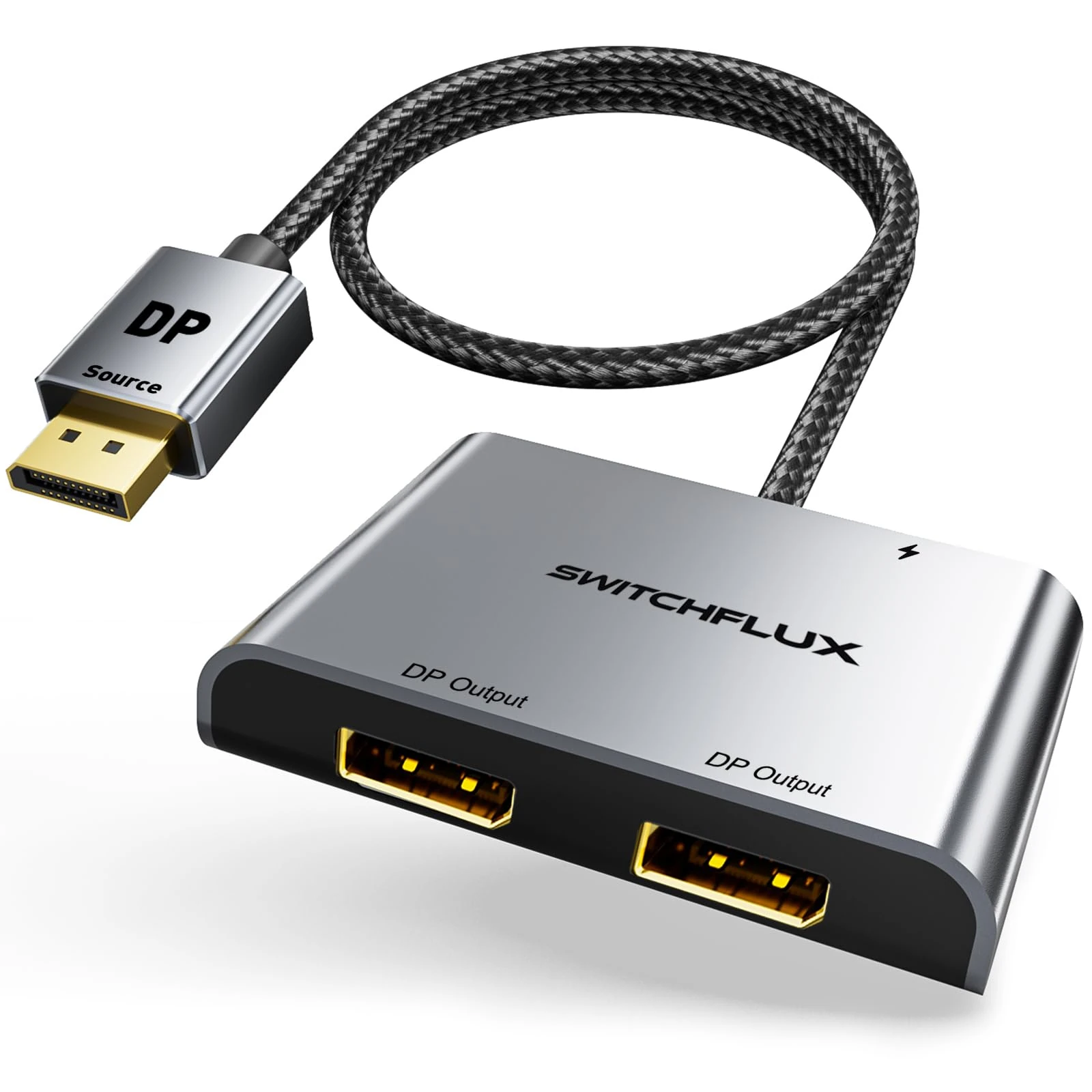 SWITCHFLUX dp Splitter 4K@60Hz MST to 2 DP Female for Dual Monitors Compatible with PC and Graphics Card, NVIDIA, AMD