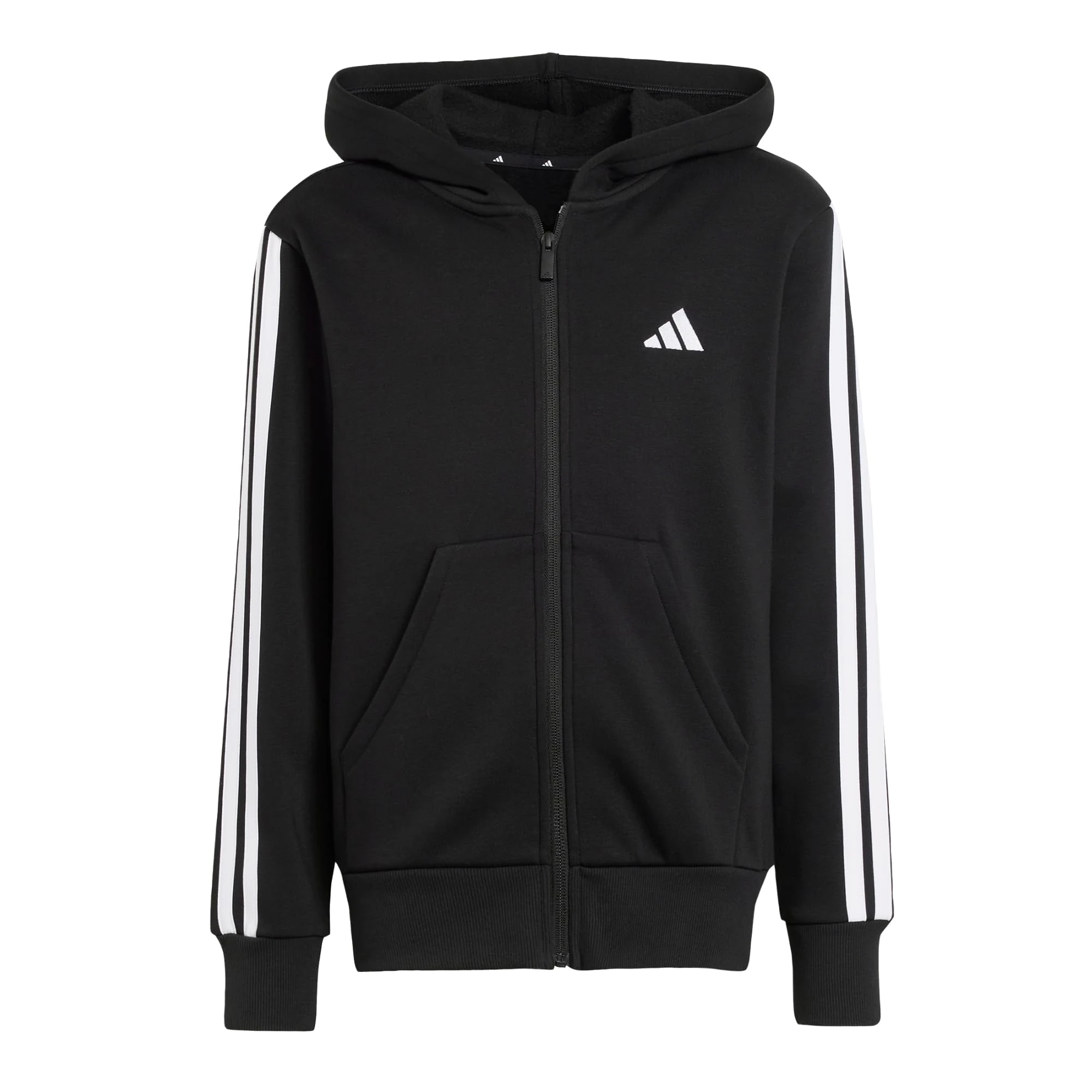 adidas Unisex Kids ESSENTIALS FULL ZIP HOODIE, Black/White, 13-14 Years