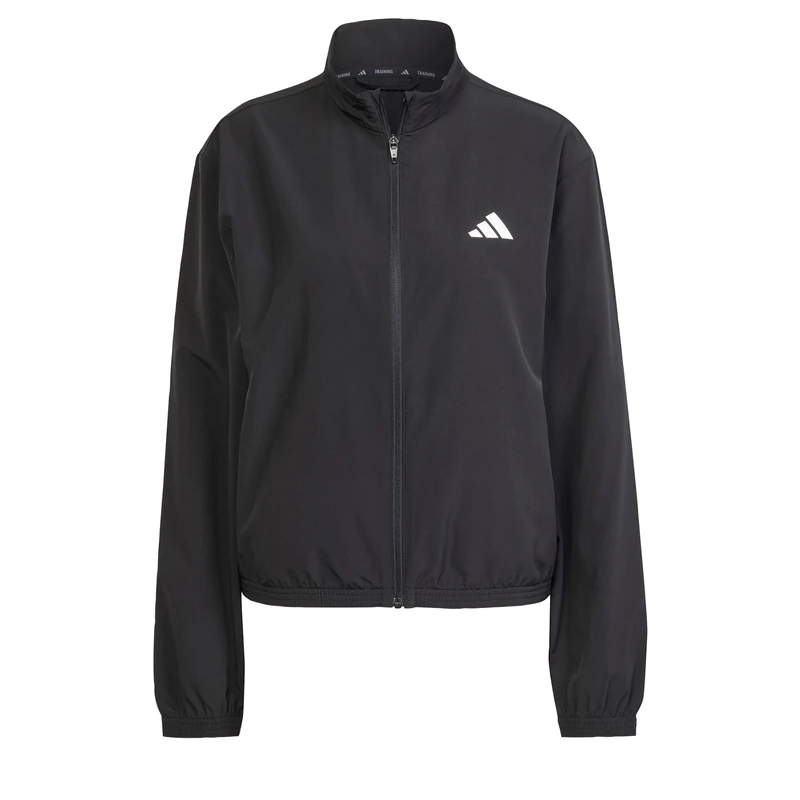 adidas Women's Train Essentials 3-Stripes Woven Warm Up Sweatshirt, black/white, XXS - Image 1