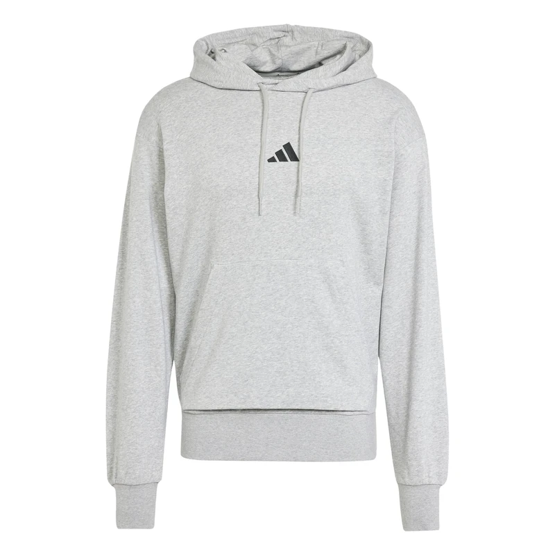 adidas Men's ESSENTIALS FEELCOZY FRENCH TERRY HOODIE, medium grey heather/black, L