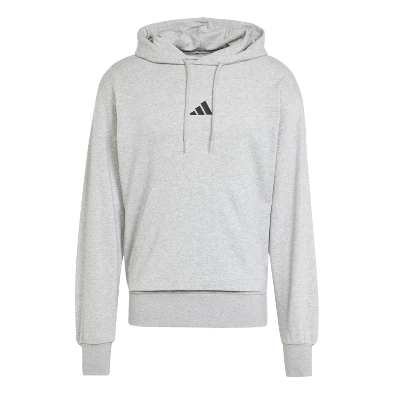 adidas Men's ESSENTIALS FEELCOZY FRENCH TERRY HOODIE, medium grey heather/black, S