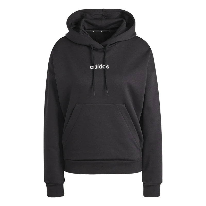 adidas Women's ESSENTIALS LINEAR FLEECE HOODIE, black/white, L