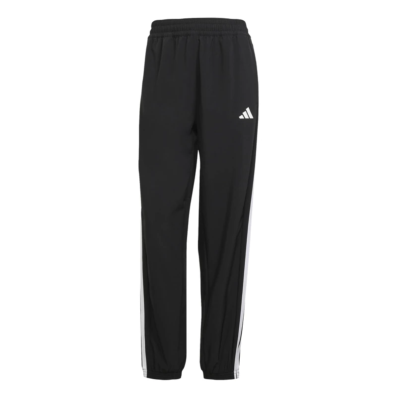 adidas Women's Train Essentials 3-Stripes Woven Pants, Black/White, S Tall