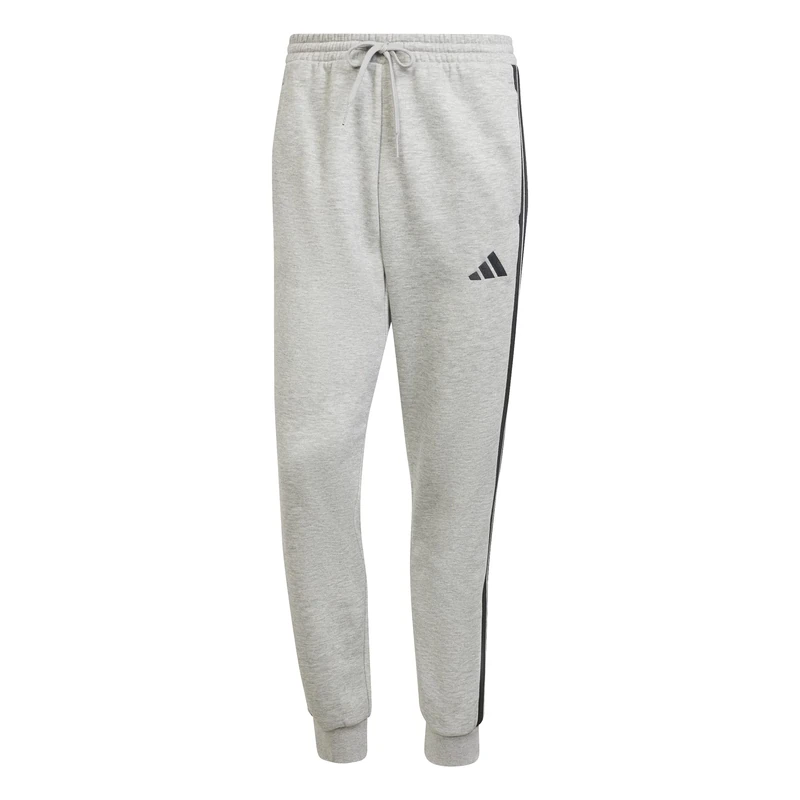 adidas Men's Essential Three Stripes Fleece Pant, Medium Grey Heather/Black, L