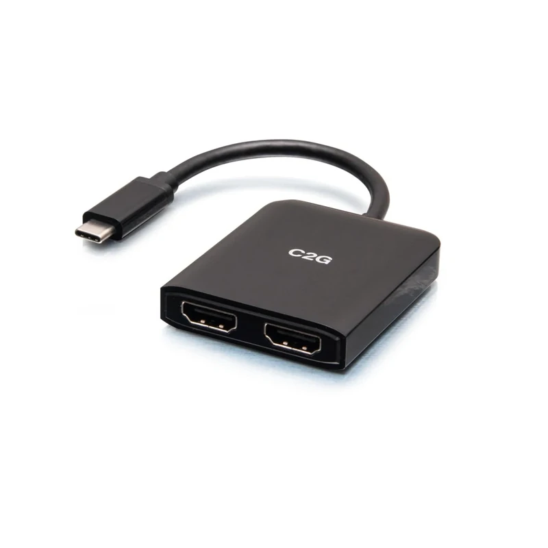 C2G USB-C to Dual HDMI 4K Dual Monitor MST Hub, Mini DP Multi-Stream Transport (MST) Multiple Monitor Splitter, Black