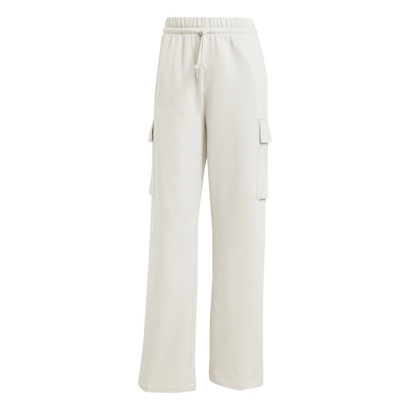 adidas Women's Essentials Linear Fleece Cargo Pants, Wonder Alumina/White, L