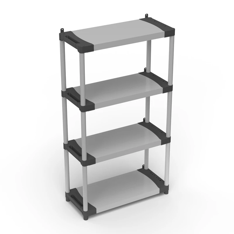 Adventa: PVC and PP Resin Shelf, 4 Shelves, Easy to Assemble, Modular System, Durable, Suitable for Indoor and Outdoor Environments, 80L x 40W x 165H cm