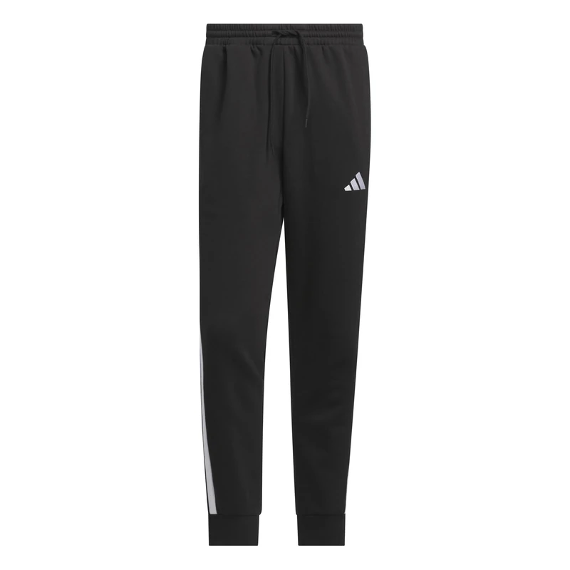 adidas Men's Essential Three Stripes Fleece Pant, Black/White, XL