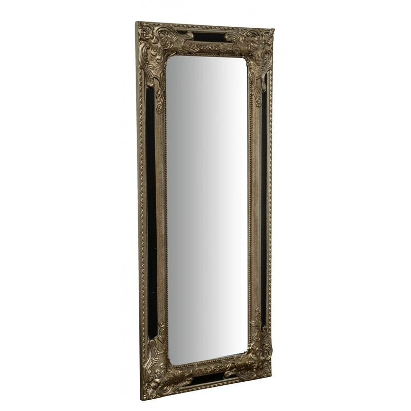 Biscottini Empire Wall Mirror – Vertical or Horizontal Hanging Mirror W35.5 x D4.5 x H82.5 cm – Made in Italy – Antique Silver and Black Finish - Image 1