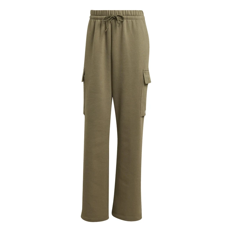 adidas Women's Essentials Linear Fleece Cargo Pants, Olive strata/White, M