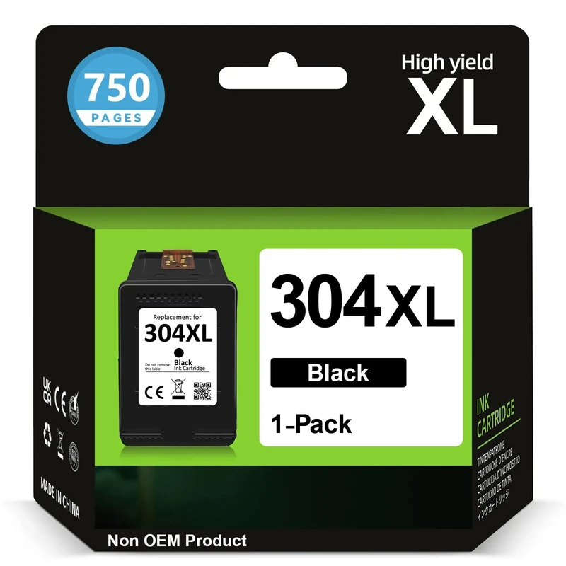INKYEAH 304XL Black Ink Cartridge High Yeild- 750 Pages, Replacement for HP 304 Black Ink Cartridge Original, 304XL Black, Printer Ink 304 XL for DeskJet 3760 2600 2630 3700 Envy 5000 5010 5020