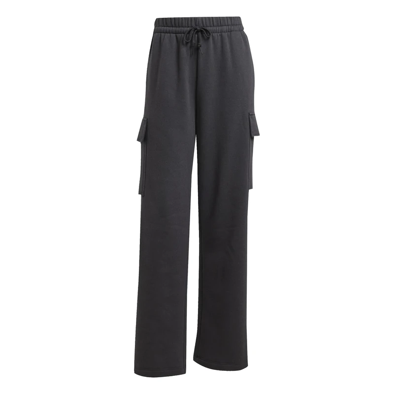 adidas Women's Essentials Linear Fleece Cargo Pants, Black/White, XS