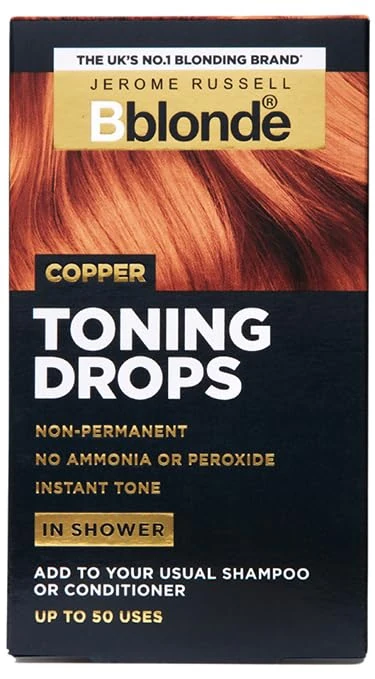 Jerome Russell Bblonde Copper Toning Drops - Non-Permanent Copper Hair Toner, Refresh & Maintain Copper Hair Dye, Add Drops in Shower with Shampoo or Conditioner, 50 Uses
