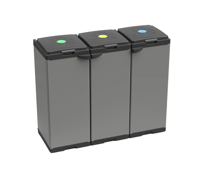 Adventa: Mobile Tris Bag Holder for Separated Recycling in Plastic, Easy to Assemble, Modular System, Suitable for 80-110 L Bags, Durable, Indoor and Outdoor Environments, 102L x 38D x 87H cm