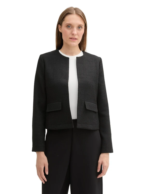 TOM TAILOR Women's 1044343 Blazer, 37007-Black Boucle Structure, 12