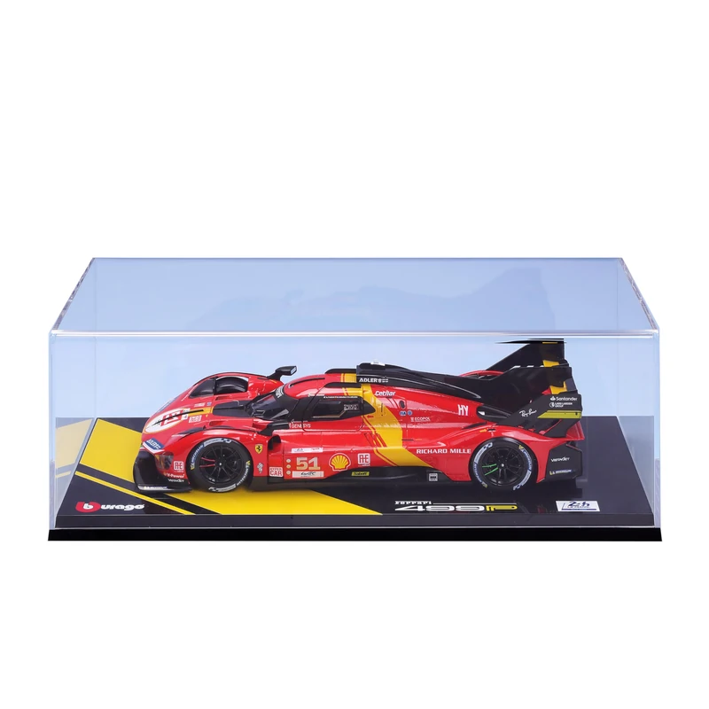 Bburago - Ferrari Deluxe - 499P LMH 2023#51 Pole Position at Le Mans 24h 2023 - Model Racing Car in 1:18 scale - with Doors and Hood Open - Collectable from 3 years