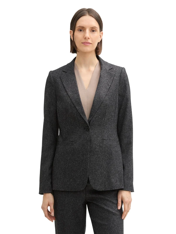 TOM TAILOR Women's Blazer, 36630 - Salt and Pepper Structure, 6