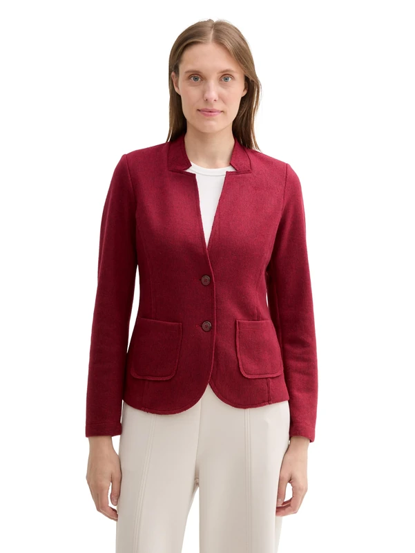 TOM TAILOR Women's 1043867 Blazer, 36489-Deep Red Melange, XXS - Image 1