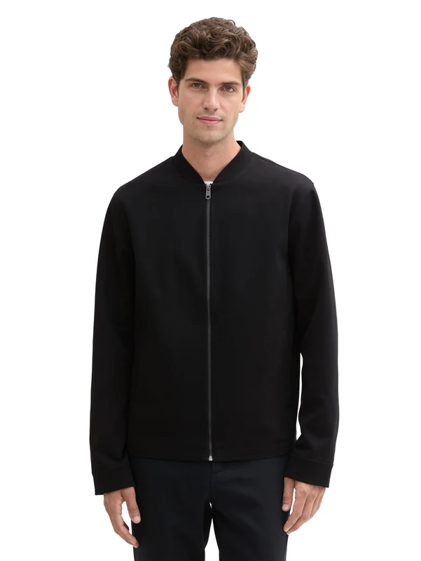 TOM TAILOR Men's 1042865 Piqué Jacket in Bomber Style, 29999-Black, XXL