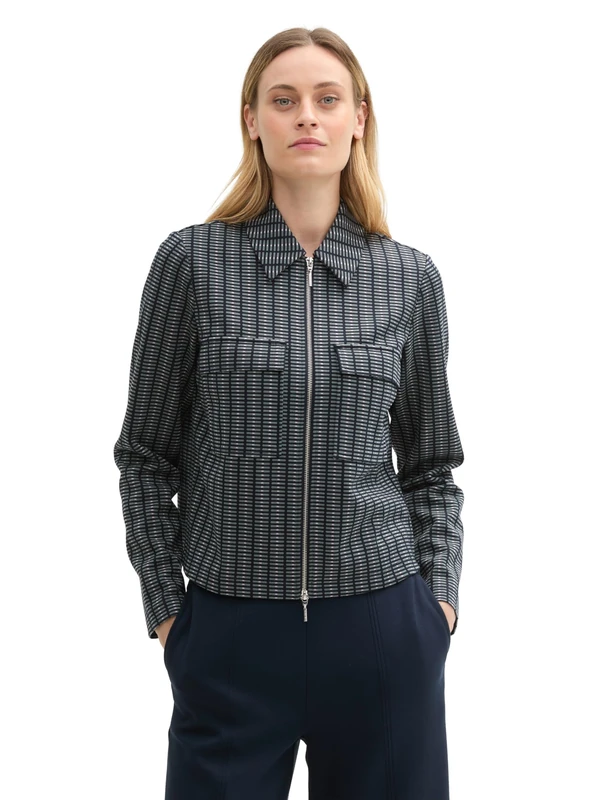 TOM TAILOR Women's Blazer, 36552 - Contemporary Navy Check, 10