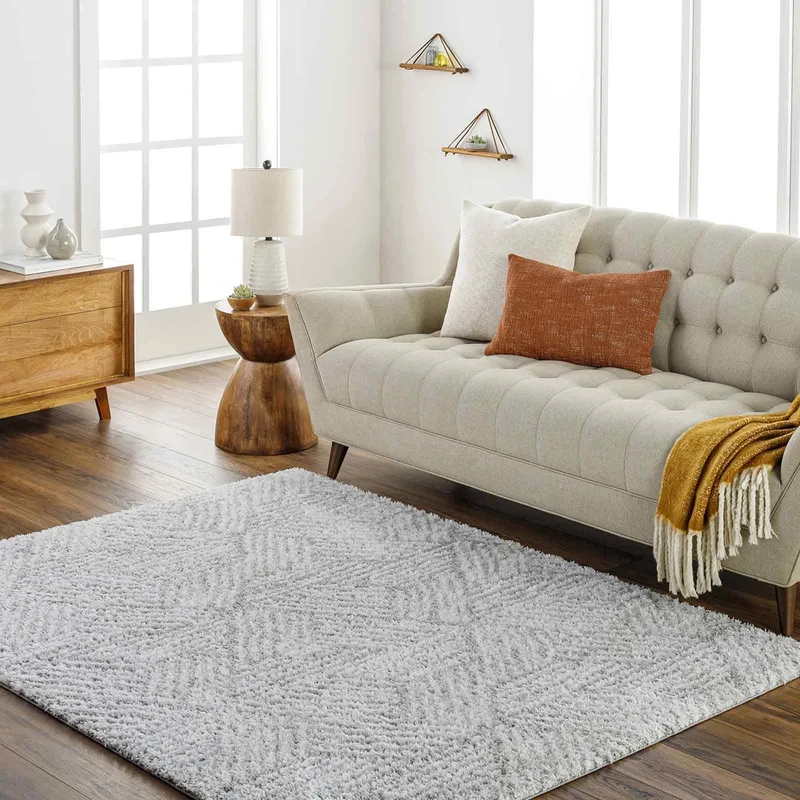 Livabliss Kapan Shaggy Rug - Modern Berber Rugs Living Room, Large 200x275 cm, Soft Shaggy Rugs for Bedroom - Neutral Boho Fluffy Rug, Easy Care Plush Thick Pile - Cream and Light Grey
