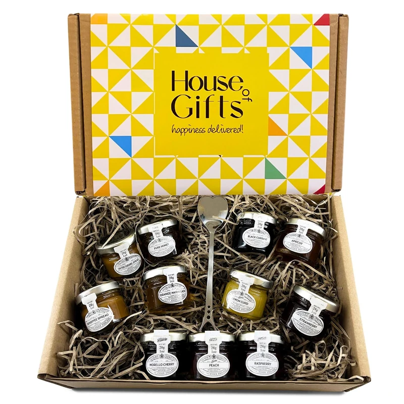 Jams & Marmalades with Unique Preserves Ultimate Tasting Hamper Selection Gift Set Mini Jars Gourmet Gifts for Mum, Dad, Elderly People, Jam Lovers Classic Preserves