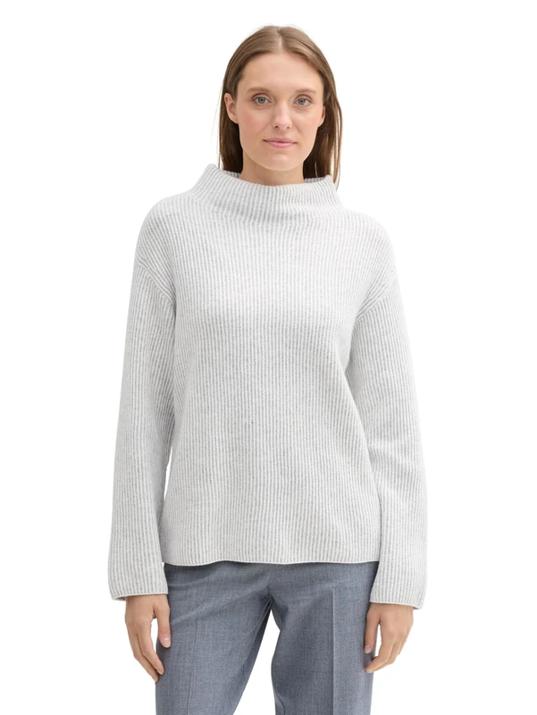 TOM TAILOR Women's Jumper, 37138 - Morning Grey Mel Plaited Rib, XL