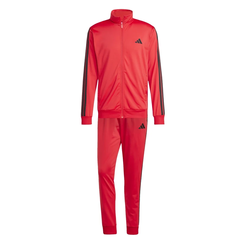 adidas Men's SPORTSWEAR BASIC 3 STRIPES TRICOT TRACKSUIT pure ruby, L