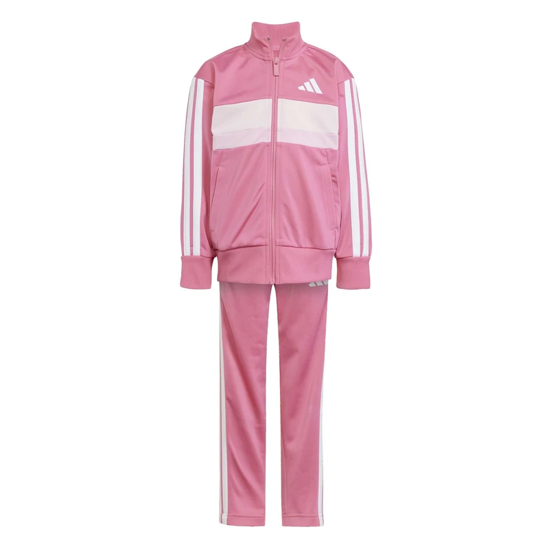 adidas Unisex Kids SEASONAL ESSENTIALS TIBERIO 3 STRIPES TRICOT TRACKSUIT, Pink Fusion/White/Clear Pink, 6-7 Years
