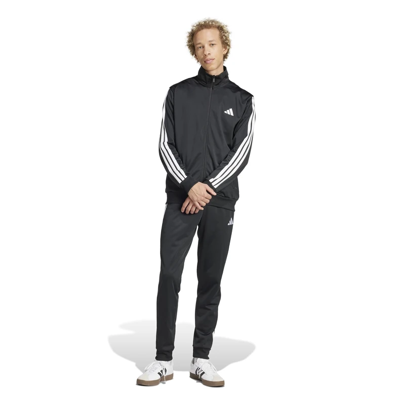 adidas Men's SPORTSWEAR BASIC 3 STRIPES TRICOT TRACKSUIT Black, XXL