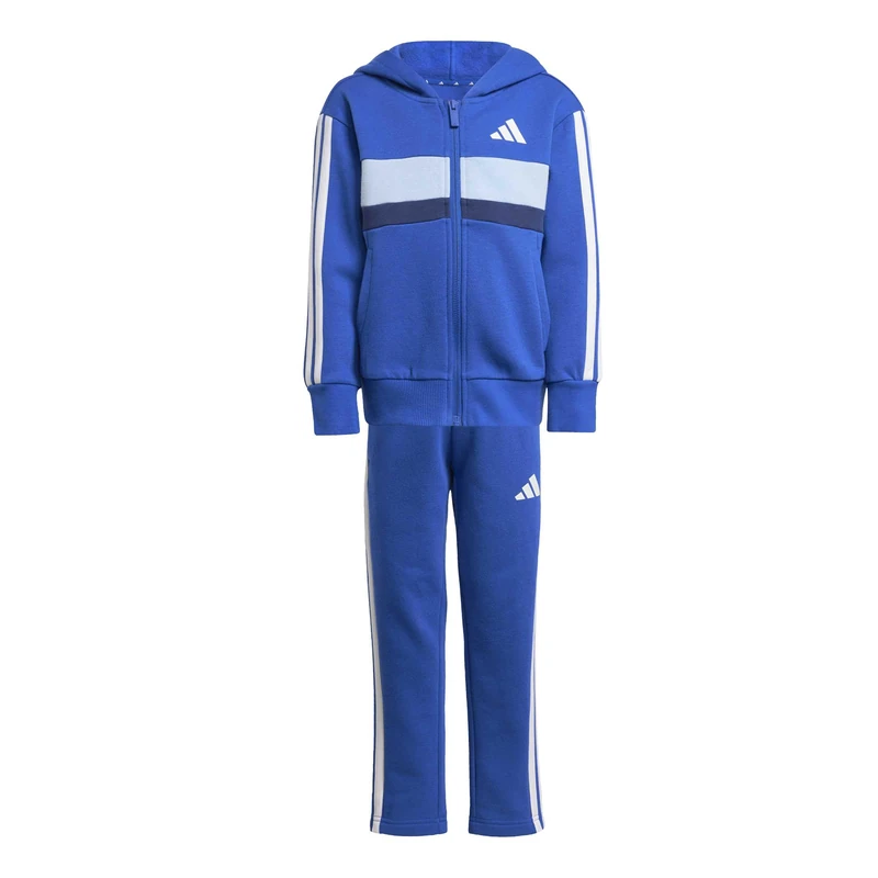 adidas Unisex Kids SEASONAL ESSENTIALS TIBERIO 3 STRIPES FLEECE TRACKSUIT, team royal blue/white/glow blue, 5-6 Years