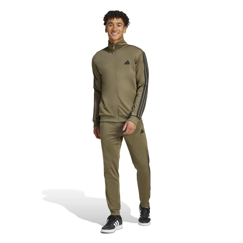 adidas Men's Sportswear Basic 3 Stripes Tricot Track Suit, Olive Strata, XXL Plus Extra Tall