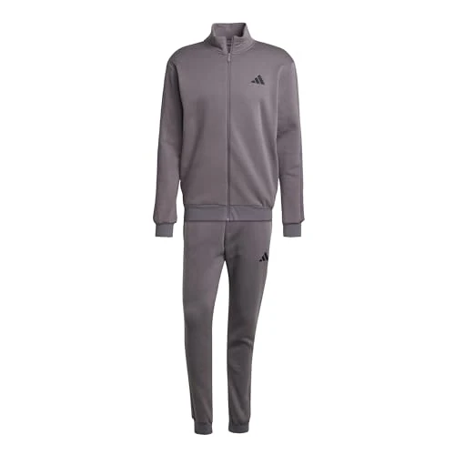 adidas Men's SPORTSWEAR BASIC 3 STRIPES TRICOT TRACKSUIT, Grey Strata, S