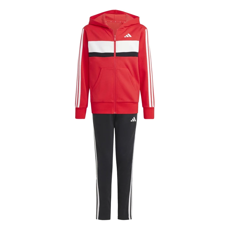 adidas Unisex Kids SEASONAL ESSENTIALS TIBERIO 3 STRIPES FLEECE TRACKSUIT, pure ruby/white, 13-14 Years